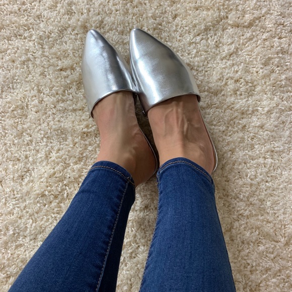 A New Day Pointed Toe Silvers Flat | Slides New - Picture 7 of 8